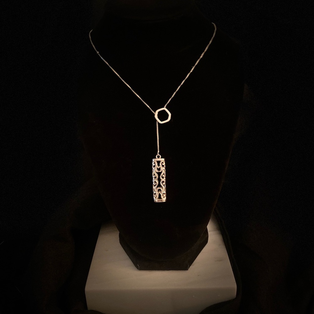 Filagree Vintage Silver Diffuser Lariat Necklace